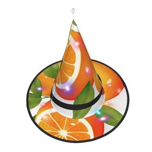 EVANEM Orange Citrus 2 Pcs Halloween Witch Hats With Led Lights Halloween Decorations Hat For Women Glowing Witch Hat