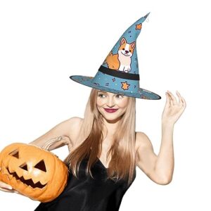 EVANEM Corgi 2 Pcs Halloween Witch Hats With Led Lights Halloween Decorations Hat For Women Glowing Witch Hat