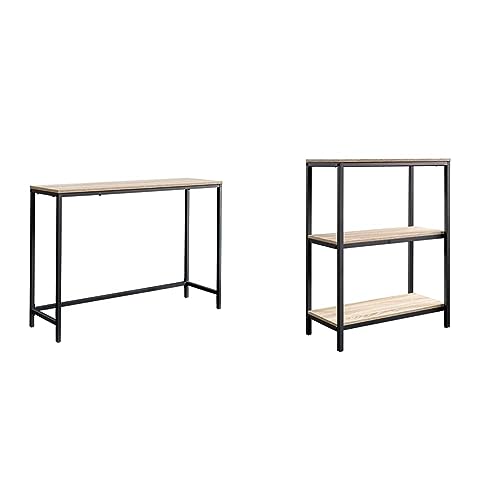 Sauder North Avenue Sofa Table, L: 41.50" x W: 11.50" x H: 28.03", Charter Oak Finish & North Avenue 3 Shelves Bookcase, Charter Oak Finish, L: 23.47" x W: 11.50" x H: 30.47"