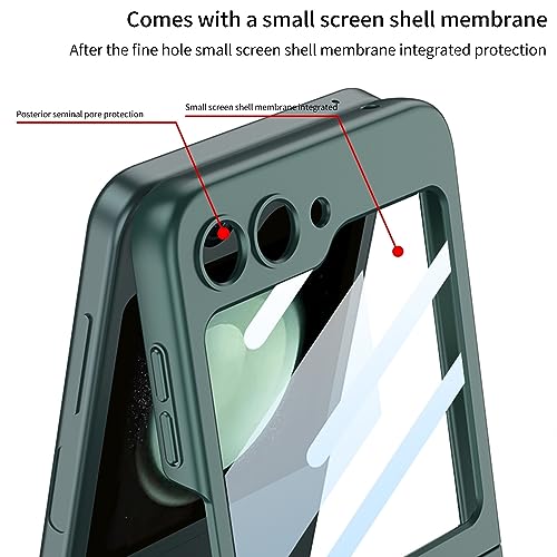 phone protective flip case Slim Case Compatible with Samsung Galaxy Z Flip 5 Case with Outer Screen Protector Case,Thin Hard PC Case Fashion Protective Case with Built-in Metal Ring Protective Holster