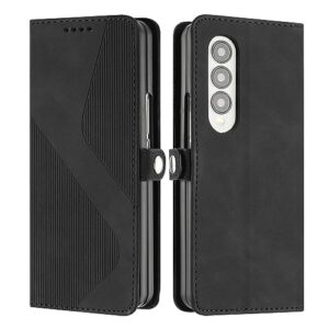 phone protective flip case wallet case for samsung galaxy z fold 4, compatible with samsung galaxy z fold 4 case [tpu shockproof interior case] pu leather case with magnetic flip cover protective hols