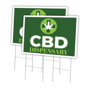 cdb dispensary 2 pack of 24" x 36" yard sign & stake | advertise your business | stake included image on front only | made in the usa