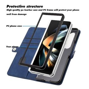 protective filp case Wallet Case for Samsung Galaxy Z Fold 3, Compatible with Samsung Galaxy Z Fold 3 Case [TPU Shockproof Interior Case] PU Leather Case with Magnetic Flip Cover nonmetallic cover ( C