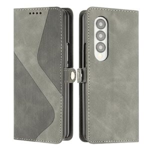 phone flip case wallet case for samsung galaxy z fold 3, compatible with samsung galaxy z fold 3 case [tpu shockproof interior case] pu leather case with magnetic flip cover phone screen protection (