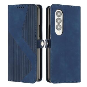 phone flip case wallet case for samsung galaxy z fold 3, compatible with samsung galaxy z fold 3 case [tpu shockproof interior case] pu leather case with magnetic flip cover phone cover (color : blue