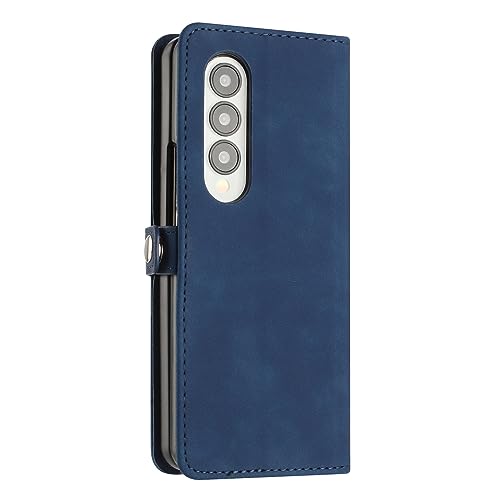 Phone flip case Wallet Case for Samsung Galaxy Z Fold 3, Compatible with Samsung Galaxy Z Fold 3 Case [TPU Shockproof Interior Case] PU Leather Case with Magnetic Flip Cover Phone Cover (Color : Blue