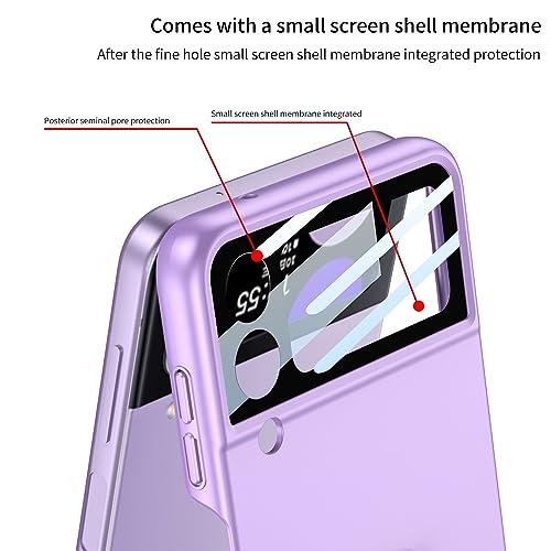 phone flip case Slim Case Compatible with Samsung Galaxy Z Flip 4 Case with Outer Screen Protector Case,Thin Hard PC Case Fashion Protective Case with Built-in Metal Ring phone screen protection ( Col