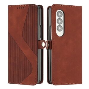 phone flip case wallet case for samsung galaxy z fold 4, compatible with samsung galaxy z fold 4 case [tpu shockproof interior case] pu leather case with magnetic flip cover phone cover ( color : brow