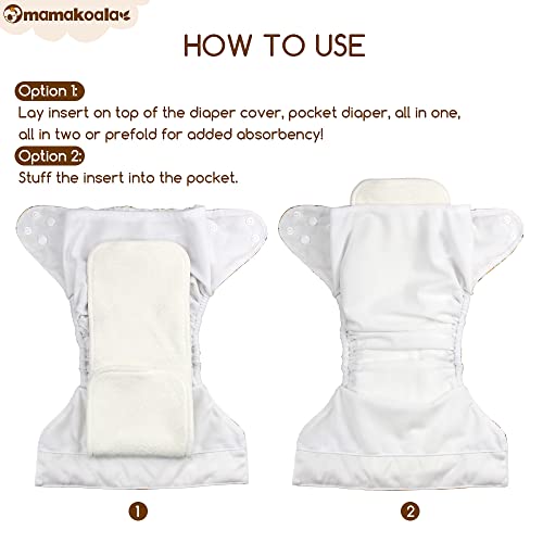 Mama Koala 2.0 Baby Cloth Diapers with 6 Inserts Bundle(Seashore), with 5-Layer Bamboo(No Microfiber) Inserts, 6pcs