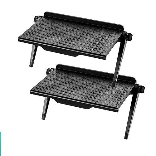 Computer Desktop Stand Riser Holder, Punch-Free Computer Monitor Rack, Vented Metal Desk Shelf for Desk Organizer, Plastic TV Set-top Box Screen Bracket Router Storage Rack (Black)