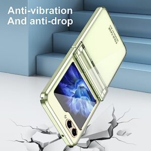 YJZSKRXFAK Case for Samsung Galaxy Z Flip5 5G 2023, Ultra Thin Plating Plastic Smooth Crystal Cover with Hinge Protection Shookproof Case for Z Flip 5 5G 2023-Mint Green