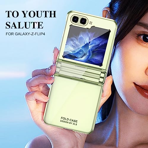 YJZSKRXFAK Case for Samsung Galaxy Z Flip5 5G 2023, Ultra Thin Plating Plastic Smooth Crystal Cover with Hinge Protection Shookproof Case for Z Flip 5 5G 2023-Mint Green