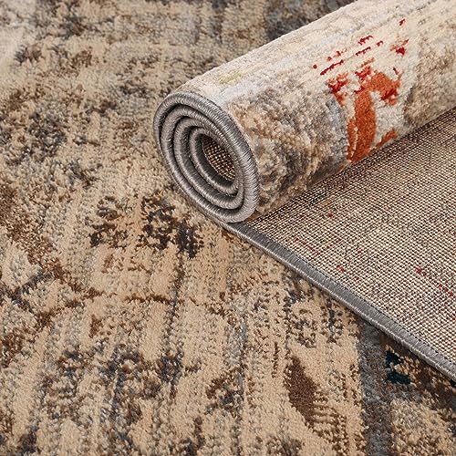 SUPERIOR Indoor Area Rug or Runner, Modern Distressed Patchwork Floor Decor, Aesthetic Rugs for Living Room, Bedroom, Office, Dining/Kitchen, Hardwood Floors, Amara Collection, 8' x 10'