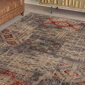 SUPERIOR Indoor Area Rug or Runner, Modern Distressed Patchwork Floor Decor, Aesthetic Rugs for Living Room, Bedroom, Office, Dining/Kitchen, Hardwood Floors, Amara Collection, 8' x 10'