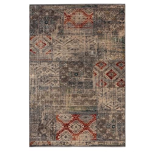 SUPERIOR Indoor Area Rug or Runner, Modern Distressed Patchwork Floor Decor, Aesthetic Rugs for Living Room, Bedroom, Office, Dining/Kitchen, Hardwood Floors, Amara Collection, 8' x 10'