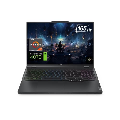 Lenovo Legion Pro 5 Gen 8 Gaming Laptop, 16” WQXGA 165Hz Display, AMD Ryzen 7 7745HX, NVIDIA GeForce RTX 4070, 64GB DDR5 RAM, 2TB SSD + 2TB SSD, Wi-Fi 6, RGB Backlit KB, Windows 11 Home, Onyx Grey