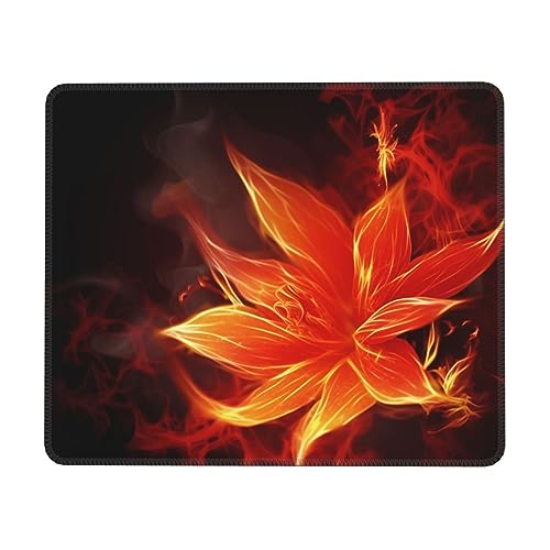 Flaming Fire Flowers Print Mouse Pad Non-Slip Water-Proof Rubber Mouse Mat Gaming Mouse Pad for Laptop Office Gaming 7 X 8.6 in