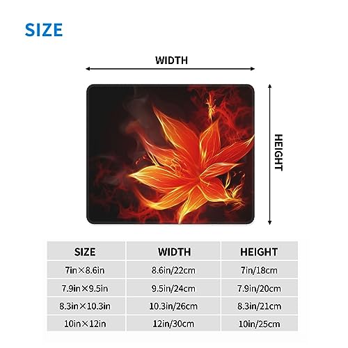 Flaming Fire Flowers Print Mouse Pad Non-Slip Water-Proof Rubber Mouse Mat Gaming Mouse Pad for Laptop Office Gaming 7 X 8.6 in