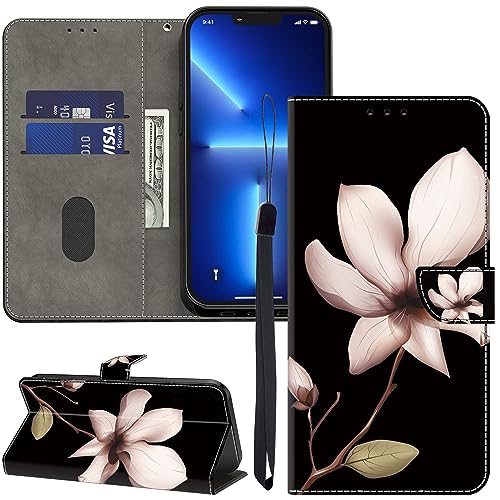 ALILANG for Samsung Galaxy Z Fold 4 5G Wallet Case with Credit Card Holder, Flip Book PU Leather Protective Magnetic Cover for Samsung Z Fold 4 Phone Case-One Flower