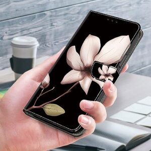 ALILANG for Samsung Galaxy Z Fold 4 5G Wallet Case with Credit Card Holder, Flip Book PU Leather Protective Magnetic Cover for Samsung Z Fold 4 Phone Case-One Flower