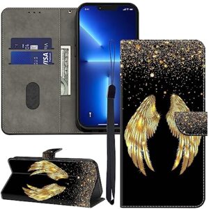 alilang for samsung galaxy z fold 5 5g wallet case with credit card holder, flip book pu leather protective magnetic cover for samsung z fold 5 phone case-wings