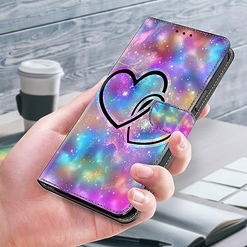 ALILANG for Samsung Galaxy Z Fold 4 5G Wallet Case with Credit Card Holder, Flip Book PU Leather Protective Magnetic Cover for Samsung Z Fold 4 Phone Case-Heart to Heart