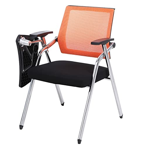 Mesh Office Chair With Lumbar Support,Student Chair With Desk Attached,Foldable Computer Desk Chair With Tablet Arm Writing Board And Cup Holder Metal Frame Backrest Table Chair ( Color : Orange )