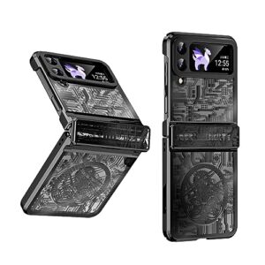 phone case slim case compatible with samsung galaxy z flip 4 with hinge+camera lens protector,thin hard pc case fashion protective case for galaxy z flip 4 rugged electroplating cover phone protection