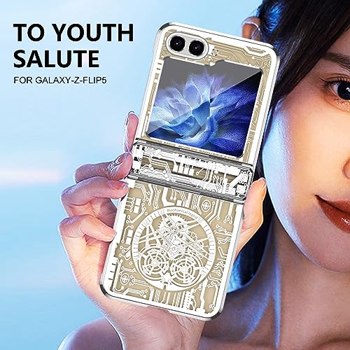 Phone case Slim Case Compatible with Samsung Galaxy Z Flip 5 with Hinge+Camera Lens Protector,Thin Hard PC Case Fashion Protective Case for Galaxy Z Flip 5 Rugged Electroplating Cover Phone Cover (Co