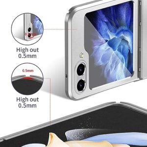 Phone Case Compatible with Samsung Galaxy Z Flip 5 Case with Hinge Protection,Slim Thin Shockproof Hard Full-Body Protective Phone Case Cover for Flip5 5G Phone Phone Protector (Color : Silvery)