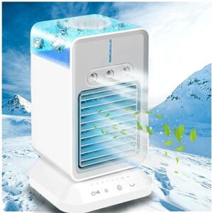 4 in 1 mini air conditioner, 3 wind speeds,3 spray modes,4 in 1 air coooler 2/4 h timer,120° oscillating room air conditioner uk for home office