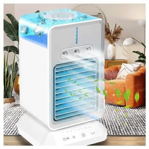 4 In 1 Mini Air Conditioner, 3 Wind Speeds,3 Spray Modes,4 In 1 Air Coooler 2/4 H Timer,120° Oscillating Room Air Conditioner Uk for Home Office