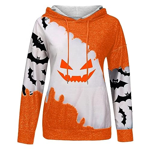 nisorays Halloween Sweatshirts for Women Y2k Hoodie Bat Print Hoodies Y2k Pullover Sweatshirts for Teen Girls Long Sleeve Crop Tops for Women Womens Clothes Trendy Women Outfits Watermelon Red L