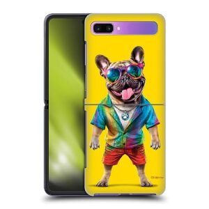 head case designs officially licensed p.d. moreno french bulldog tie die furry fun artwork hard back case compatible with samsung galaxy z flip / 5g