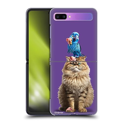 Head Case Designs Officially Licensed P.D. Moreno Cat and Parrot Furry Fun Artwork Hard Back Case Compatible with Samsung Galaxy Z Flip / 5G