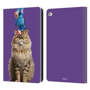 head case designs officially licensed p.d. moreno cat and parrot furry fun artwork leather book wallet case cover compatible with apple ipad air 2 (2014)