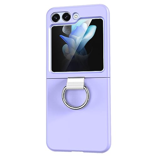 KALKIAM Compatible for Samsung Galaxy Z Flip 5 Case | Premium Hard PC Slim Phone Case with Kickstand Ring | 360° All-Round Protective Case Cover for Galaxy Z Flip 5 Purple