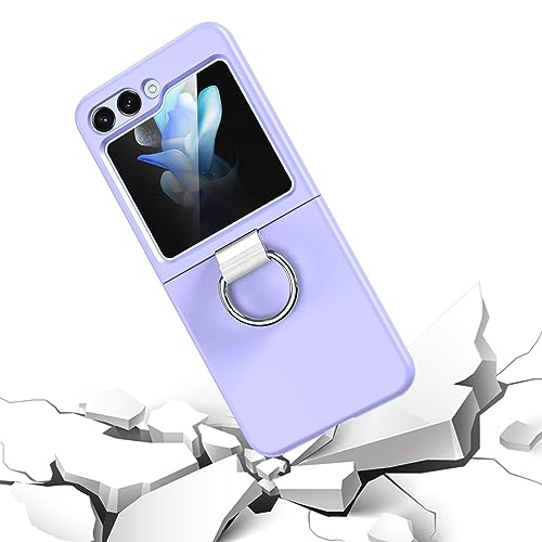 KALKIAM Compatible for Samsung Galaxy Z Flip 5 Case | Premium Hard PC Slim Phone Case with Kickstand Ring | 360° All-Round Protective Case Cover for Galaxy Z Flip 5 Purple