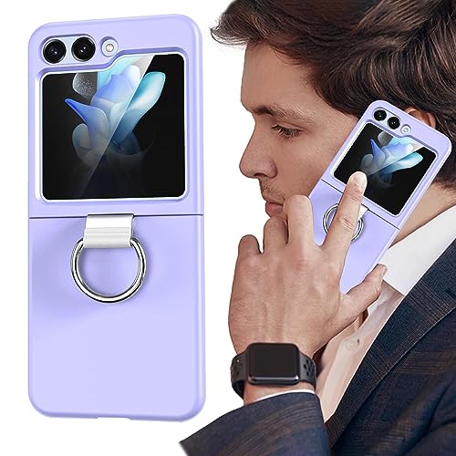 KALKIAM Compatible for Samsung Galaxy Z Flip 5 Case | Premium Hard PC Slim Phone Case with Kickstand Ring | 360° All-Round Protective Case Cover for Galaxy Z Flip 5 Purple