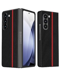 quikbee [samsung galaxy z fold 5 case], for samsung galaxy z fold 5 [mil-grade protection],full body protective bumper,carbon fibre texture,anti-slip and ultra-thin, protective case - red.