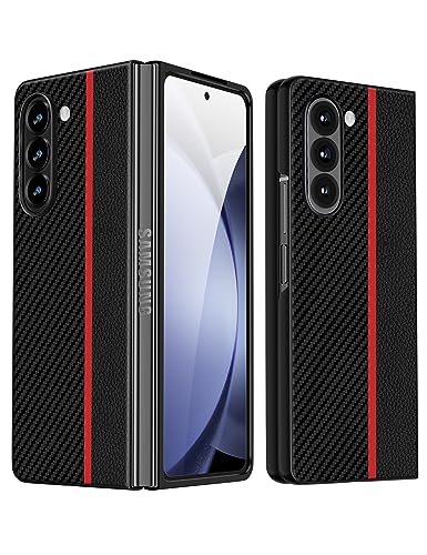 Quikbee [Samsung Galaxy Z Fold 5 Case], for Samsung Galaxy Z Fold 5 [Mil-Grade Protection],Full Body Protective Bumper,Carbon Fibre Texture,Anti-Slip and Ultra-Thin, Protective Case - Red.
