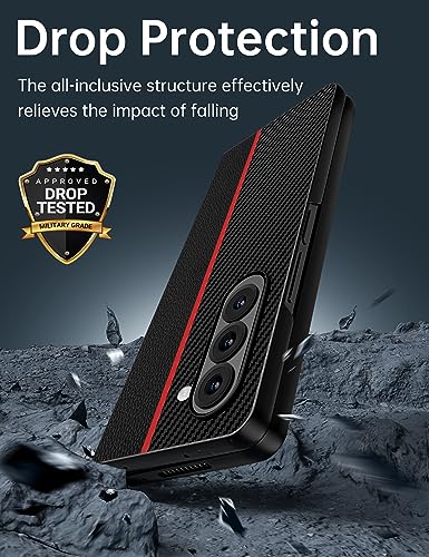 Quikbee [Samsung Galaxy Z Fold 5 Case], for Samsung Galaxy Z Fold 5 [Mil-Grade Protection],Full Body Protective Bumper,Carbon Fibre Texture,Anti-Slip and Ultra-Thin, Protective Case - Red.