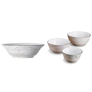 pfaltzgraff trellis, serve bowl, 9", and set of 3 serving bowls, white