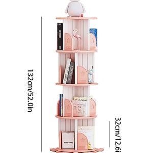 VERAMY 4 Tier Bookshelf Floor Standing Bookcase Rotating Bookshelf Large Capacity Bookshelf Storage Rack Utility Organizer Shelves for Bedroom Living Room Study Room (Color : Grey)