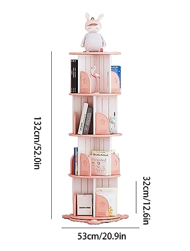 VERAMY 4 Tier Bookshelf Floor Standing Bookcase Rotating Bookshelf Large Capacity Bookshelf Storage Rack Utility Organizer Shelves for Bedroom Living Room Study Room (Color : Grey)