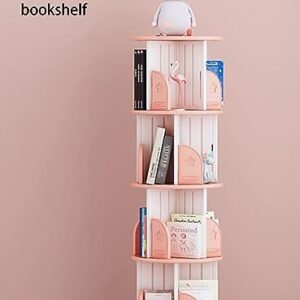 VERAMY 4 Tier Bookshelf Floor Standing Bookcase Rotating Bookshelf Large Capacity Bookshelf Storage Rack Utility Organizer Shelves for Bedroom Living Room Study Room (Color : Grey)