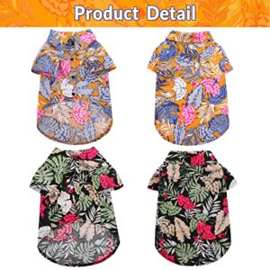 ASENKU 2 Pack Dog Hawaiian Shirt Dog Summer Clothes Cool Dog Polo T-Shirts Floral Dog Vest Short Sleeve Pet Apparel with Printed Coconut Tree and Fruits for Small to Medium Puppy Dogs Cats (Medium)