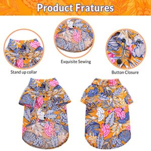 ASENKU 2 Pack Dog Hawaiian Shirt Dog Summer Clothes Cool Dog Polo T-Shirts Floral Dog Vest Short Sleeve Pet Apparel with Printed Coconut Tree and Fruits for Small to Medium Puppy Dogs Cats (Medium)