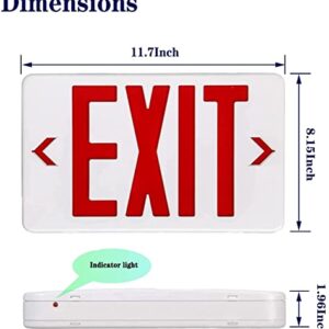 LED Exit Sign Emergency Light, Red Lettering with Battery Backup, 2-Pack, LED Emergency Lights for Commercial or Industrial Use, AC 120-277V, UL Listed, Rechargeable