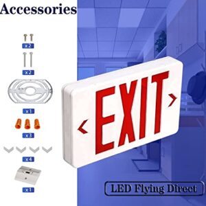 LED Exit Sign Emergency Light, Red Lettering with Battery Backup, 2-Pack, LED Emergency Lights for Commercial or Industrial Use, AC 120-277V, UL Listed, Rechargeable